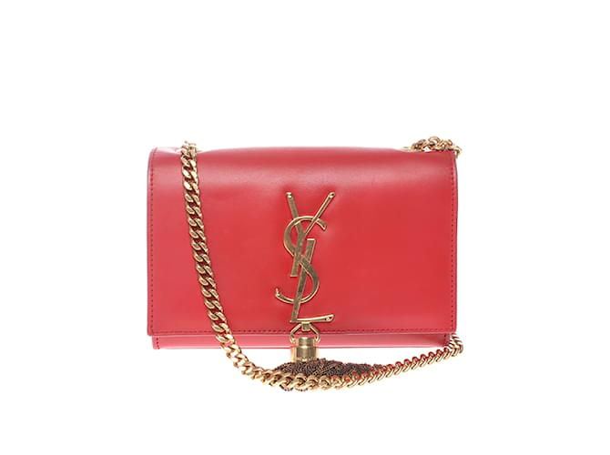 Yves Saint Laurent Sac en cuir à pompon Kate 326076 Rouge  ref.1227766