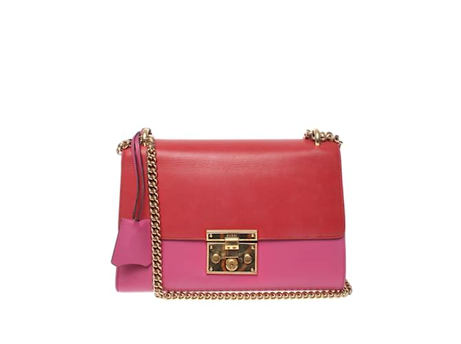 Gucci Medium Padlock Leather Shoulder Bag 409486 Pink Pony-style calfskin  ref.1227770
