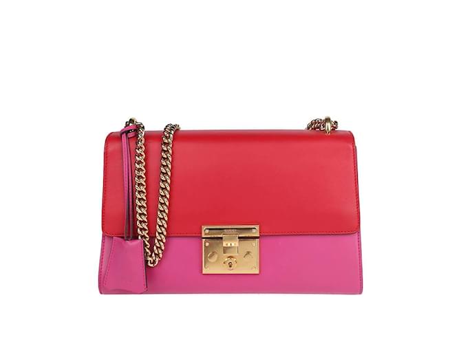 Gucci Mittlere Umhängetasche aus Leder mit Vorhängeschloss 409486 Pink  ref.1227776