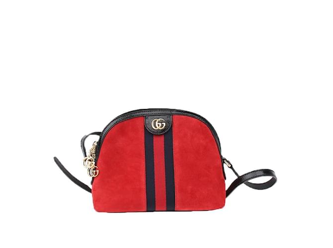 Gucci Petit sac à bandoulière Ophidia en cuir suédé 499621 Suede Nubuck Rouge  ref.1227782