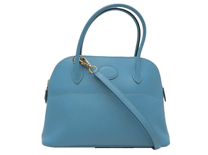 Hermès Courchevel Bolide 27 Blue Leather  ref.1227801