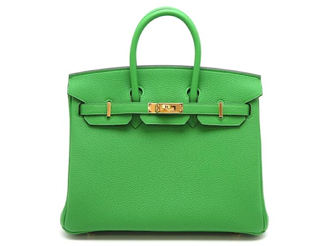 Hermès Clemence Birkin 25 Verde Couro Bezerro-como bezerro  ref.1227804