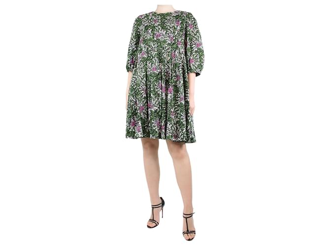 Autre Marque Grünes Kleid mit Blumenmuster – Größe UK 12 Baumwolle  ref.1227814