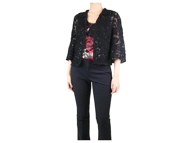 Dolce & Gabbana Black broderie-anglaise crochet jacket - size UK 12 Cotton  ref.1227816