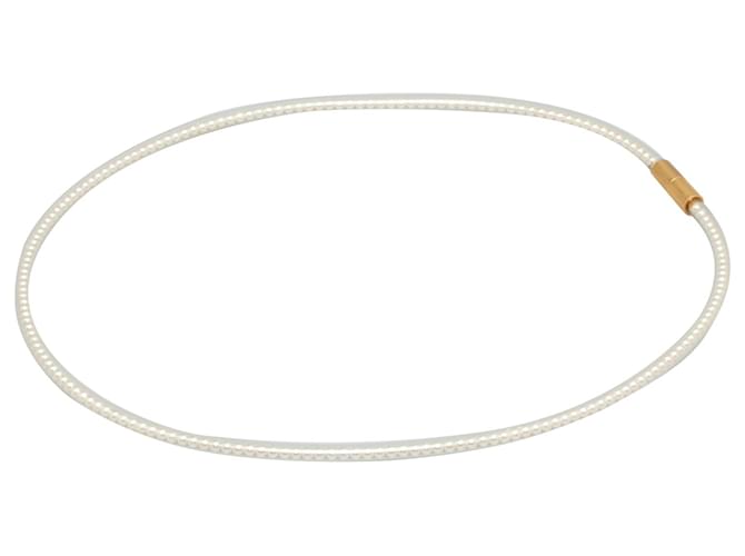 Gargantilla Chanel CC blanca con perlas de imitación Blanco  ref.1227843
