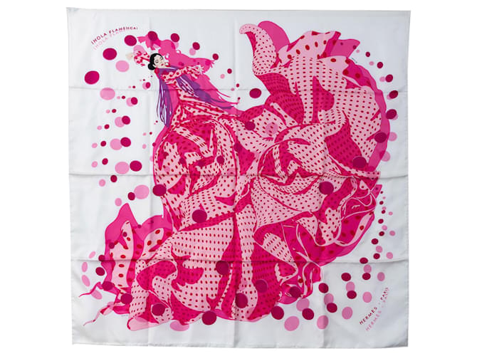 Hermès Sciarpa di seta rosa Hola Flamenca di Hermes Panno  ref.1227849