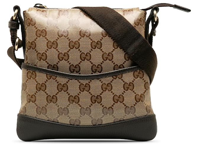 Gucci Brown GG Crystal Crossbody Bag Beige Cloth Cloth  ref.1227861