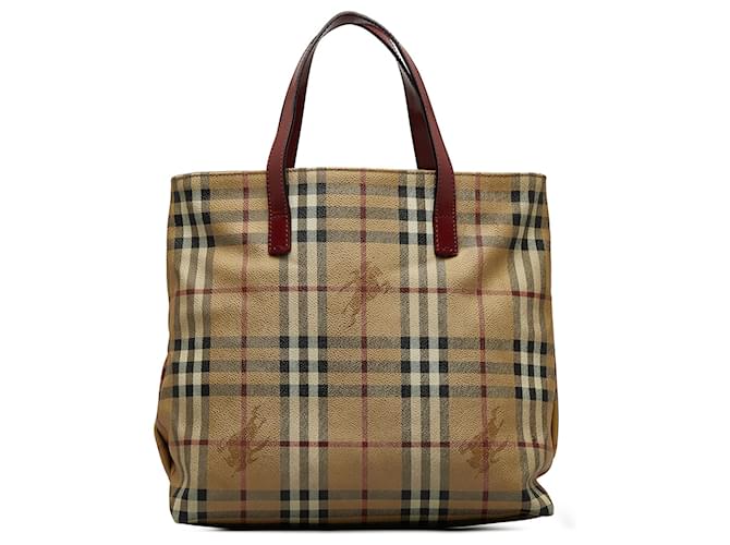 Burberry Brown Haymarket Check Handbag Dark red Cloth Cloth  ref.1227864