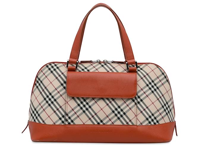 Burberry Brown Nova Check Handbag Beige Leather Cloth Pony-style calfskin Cloth  ref.1227884