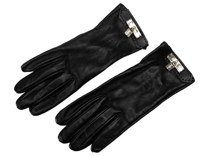 Hermès Hermes Cadena-Handschuhe aus schwarzem Soja Leder Kalbähnliches Kalb  ref.1227889
