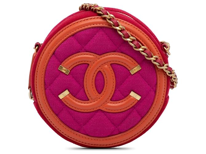 Chanel Pink CC Filigrane Umhängetasche Leinwand Tuch  ref.1227905