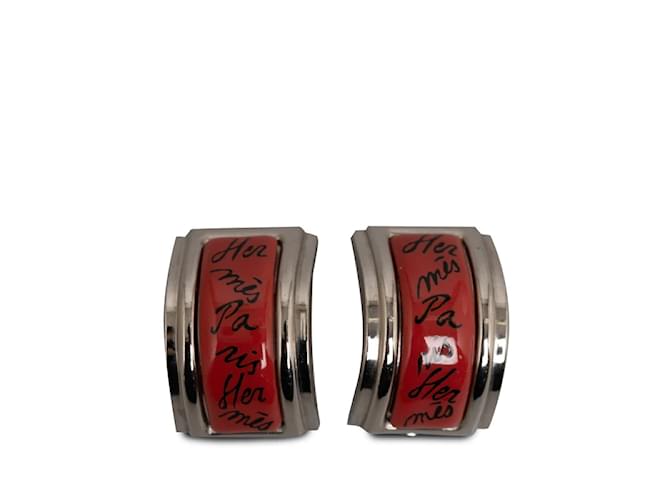 Hermès Pendientes de clip esmaltados Roja Esmalte  ref.1227934