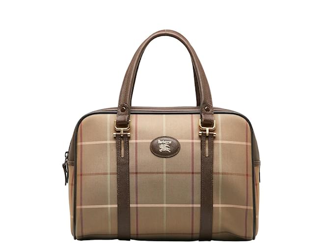 Burberry Plaid Canvas Handbag Bronze Cloth  ref.1227940