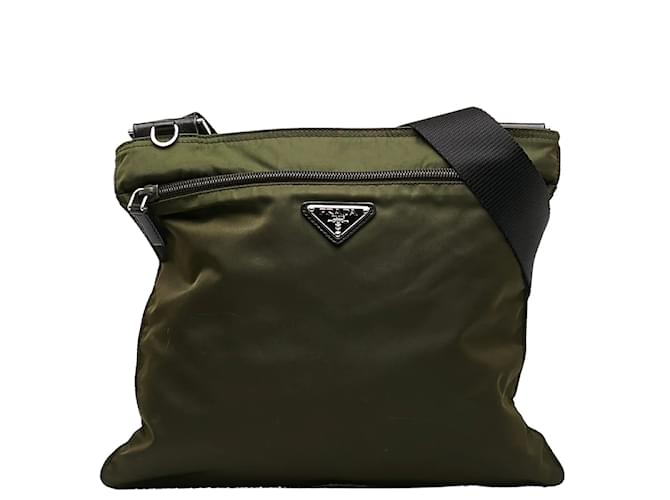 Prada Tessuto Messenger Bag Green Cloth  ref.1227943