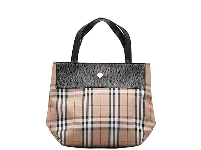 Burberry House Check Canvas Handbag Brown Cloth  ref.1227945