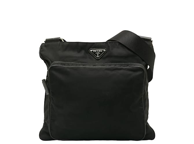 Prada Bolsa Mensageiro Tessuto Preto Lona  ref.1227961