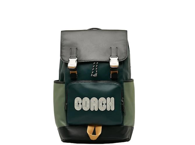 Coach Leather Track Backpack C6656 Green Pony-style calfskin  ref.1227968