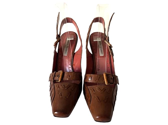 Manolo Blahnik shoes Dark brown Leather  ref.1227980