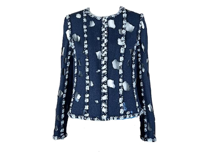 Chanel Chaqueta de tweed icónica de la campaña publicitaria Azul marino  ref.1227983