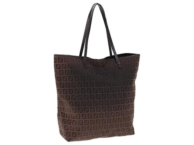 FENDI Zucchino Canvas Tote Bag Braun Auth 64761  ref.1228057