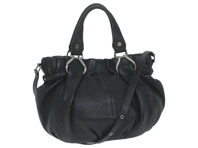 Céline CELINE Hand Bag Leather 2way Black Auth bs11458  ref.1228085