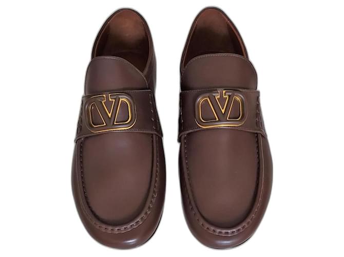 Valentino Garavani Vlogo signature loafers Dark brown Leather  ref.1228137