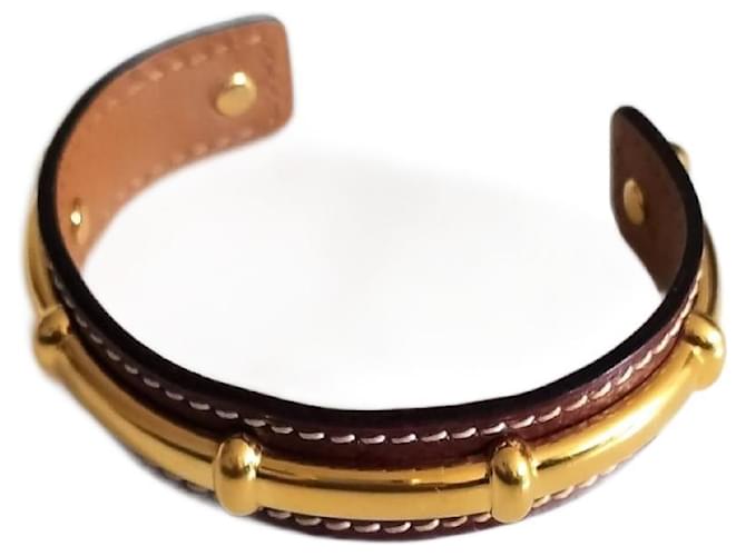 Bracelet Hermès Cuir Marron foncé  ref.1228139