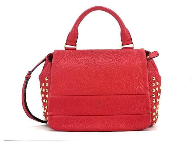 MCM 2Way Leather Handle Bag FlapBag Red Rivets Shoulder Bag Handbag  ref.1228151