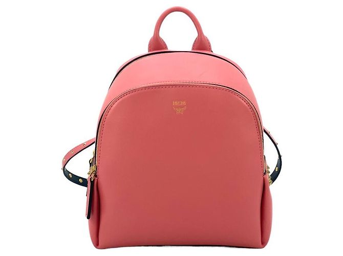 MCM Coral Blush Duchess Polke Studs Mini Leder Backpack Small Koralle