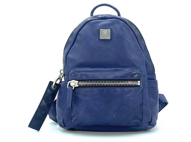 MCM Leather Backpack Backpack Dark Purple Purple Silver Small  ref.1228170