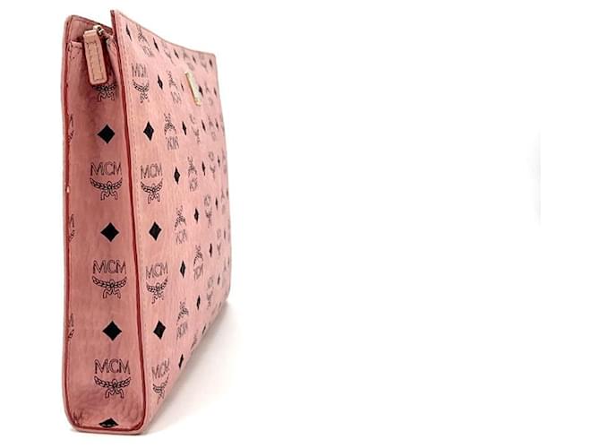 Bolsa MCM Bolsa Clutch LogoPrint Macio Rosa Pochette Rosa Mac Book Air  ref.1228175