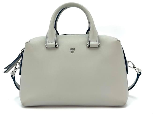 MCM leather shoulder bag handbag shoulder bag gray blue handle bag Grey  ref.1228180