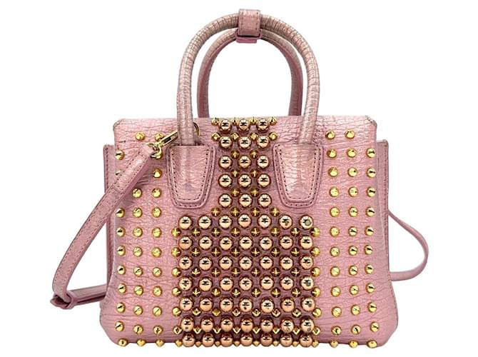 MCM Mini Milla Tote Bag Pearl Mother of Pearl Pink Handle Bag Shoulder Bag  ref.1228181