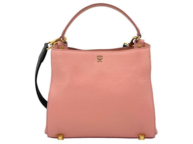 MCM Leder Schultertasche Handtasche Tasche Bag Altrosa Gold Umhängetasche Rosa  ref.1228194