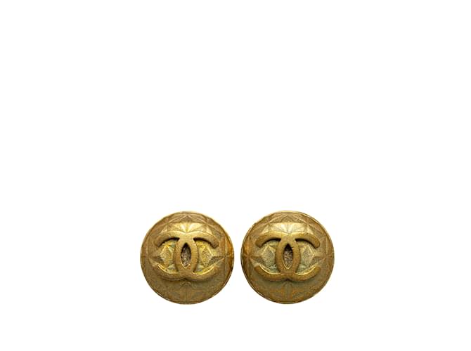 Gold Chanel CC Clip On Earrings Golden Gold-plated  ref.1228238