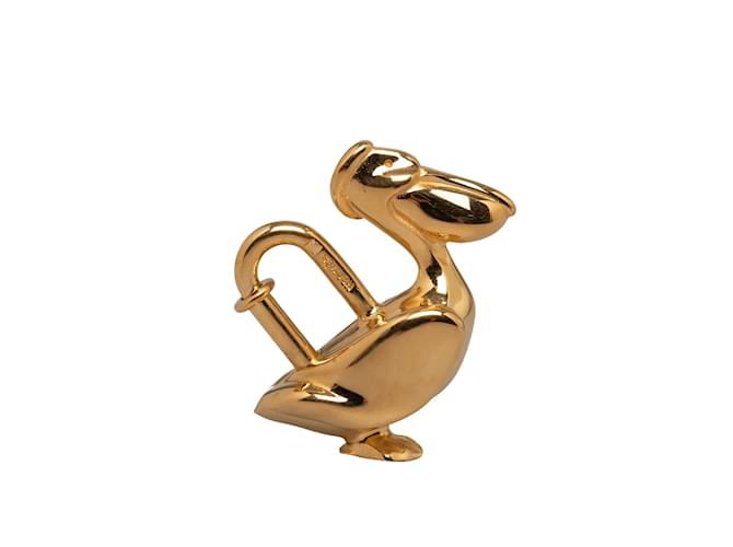 Hermès Ciondolo Hermes in oro con pellicano Cadena e lucchetto D'oro Metallo  ref.1228246