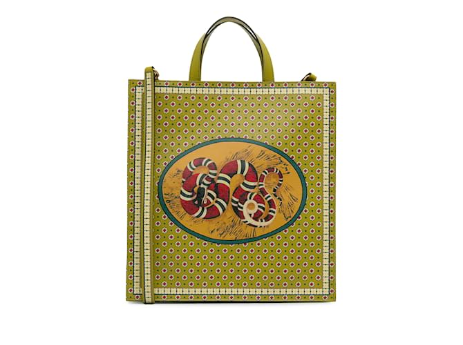 Bolso satchel con serpiente Garden de Gucci verde Cuero  ref.1228248