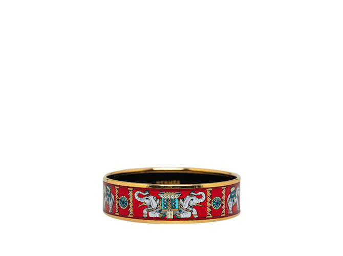 Hermès Bracelet de costume en émail large Hermes rouge Métal  ref.1228253
