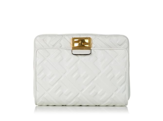 White Fendi Upside Down Zucca Leather  ref.1228259