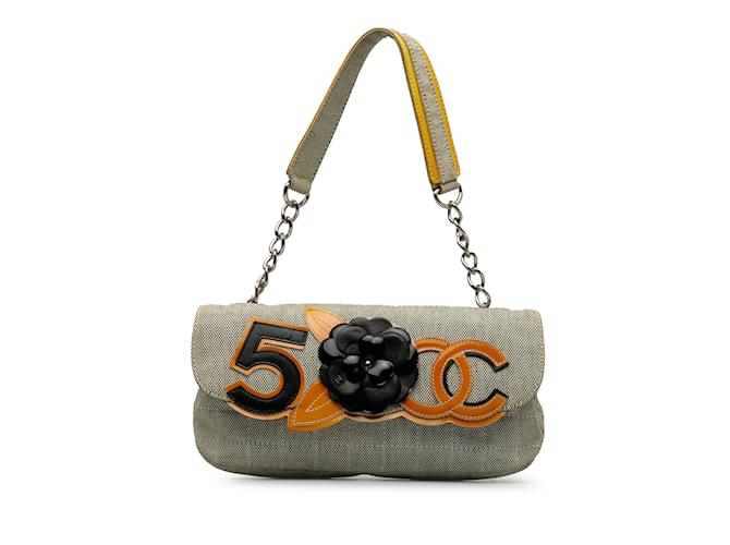 Gray Chanel Camellia Cc No. 5 Baguette Leather  ref.1228300