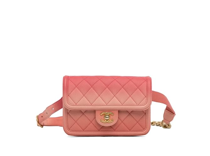 Pink Chanel Caviar Sunset On The Sea Flap Belt Bag Leather  ref.1228304