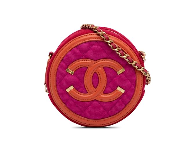 Pink Chanel CC Filigree Crossbody Bag Leather  ref.1228305