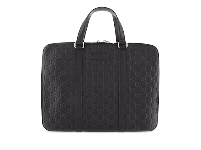 Black Gucci Guccissima Briefcase Business Bag Leather  ref.1228334