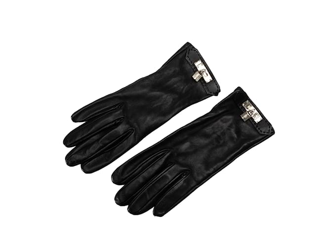 Hermès Black Hermes Soya Cadena Gloves Leather  ref.1228349