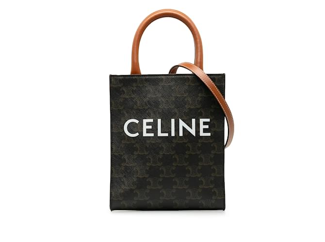 Céline Bolso satchel Celine Mini Triomphe Vertical Cabas en negro Cuero  ref.1228385