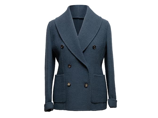 Céline Navy Celine lined-Breasted Wool Jacket Size EU 40 Navy blue  ref.1228389