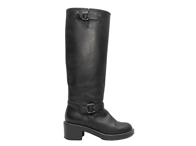 Black Balenciaga Tall Buckle Boots Size 36 Leather  ref.1228398