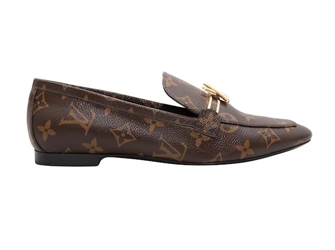Brown Louis Vuitton Monogram Upper Case Loafers Size 39 Cloth  ref.1228408