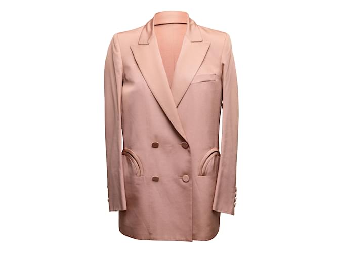 Autre Marque Light Pink Blazer Issimo lined-Breasted Blazer Size US S/M Silk  ref.1228420