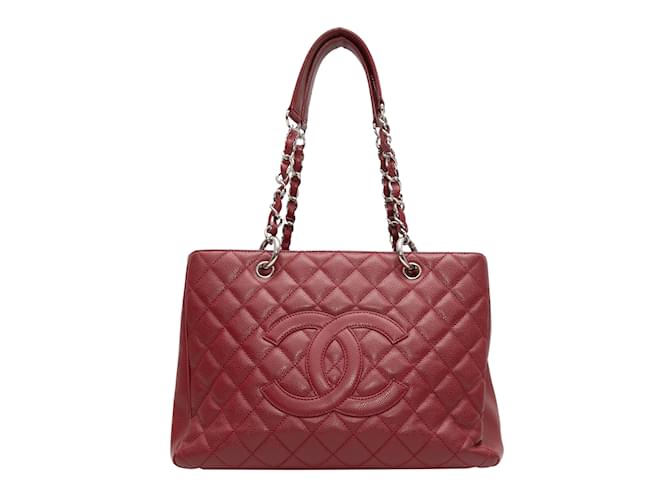 Bolsa grande de compras em couro Chanel Caviar vermelho  ref.1228422